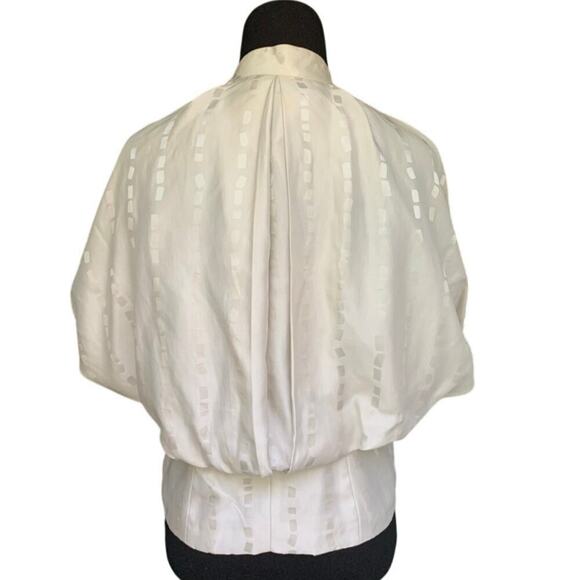 Marc Jacobs Silk Dolman Sleeve Tie Front Ivory Silk Jacquard Blouse Small - Picture 4 of 5
